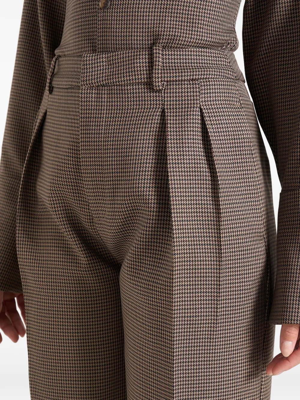 Manière De Voir Julie plooibroek met pied-de-poule print Bruin
