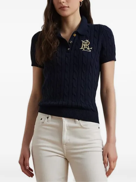 Lauren Ralph Lauren cable knit embroidered polo top