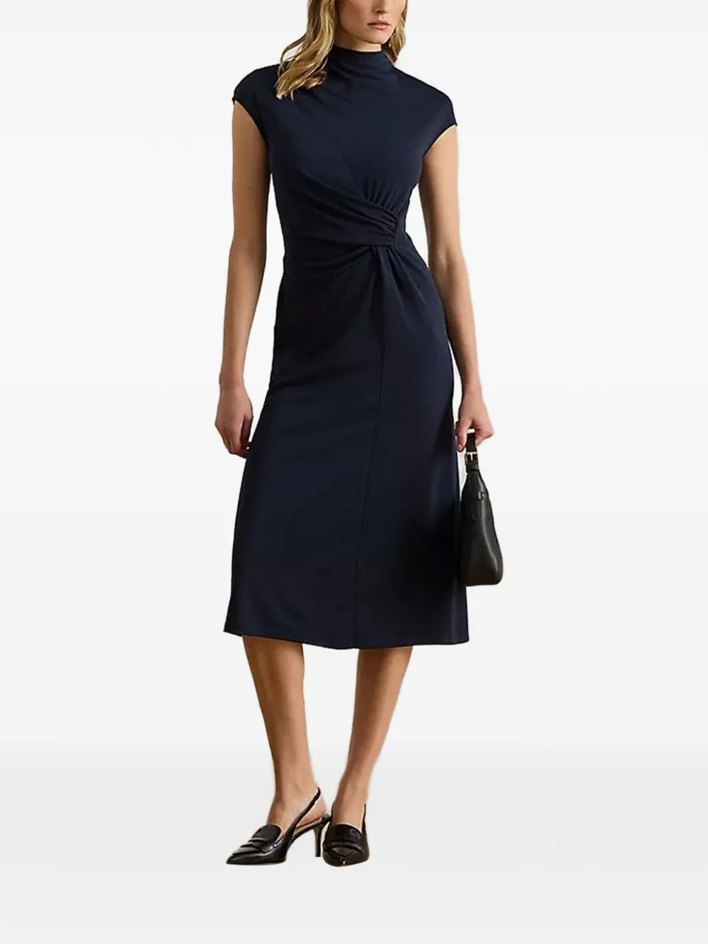 Lauren Ralph Lauren turtleneck twisted midi dress - Blu