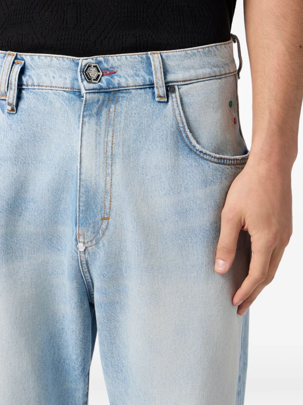 Philipp Plein Beach Boy gerafelde jeans Blauw