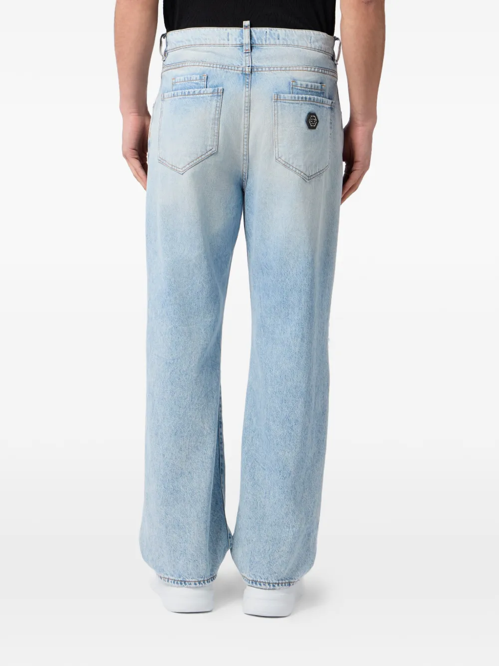 Philipp Plein Beach Boy gerafelde jeans Blauw
