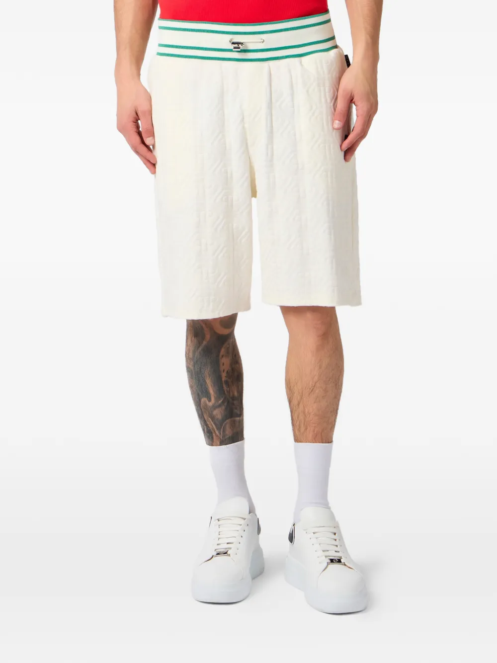 Philipp Plein Trainingsshorts met monogram-jacquard Wit
