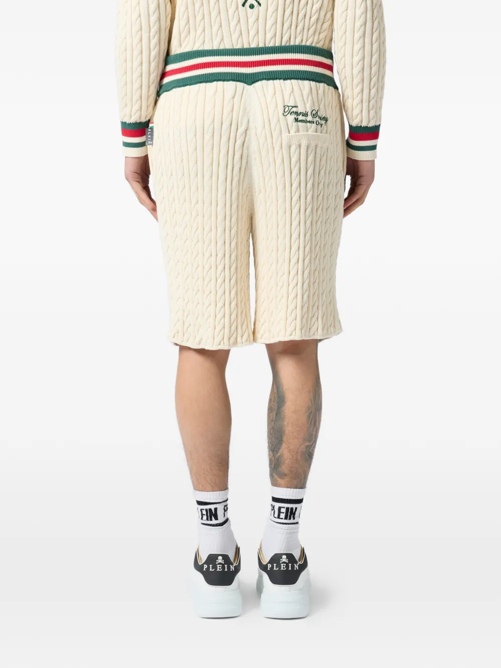 Philipp Plein gebreide shorts met trekkoord Beige