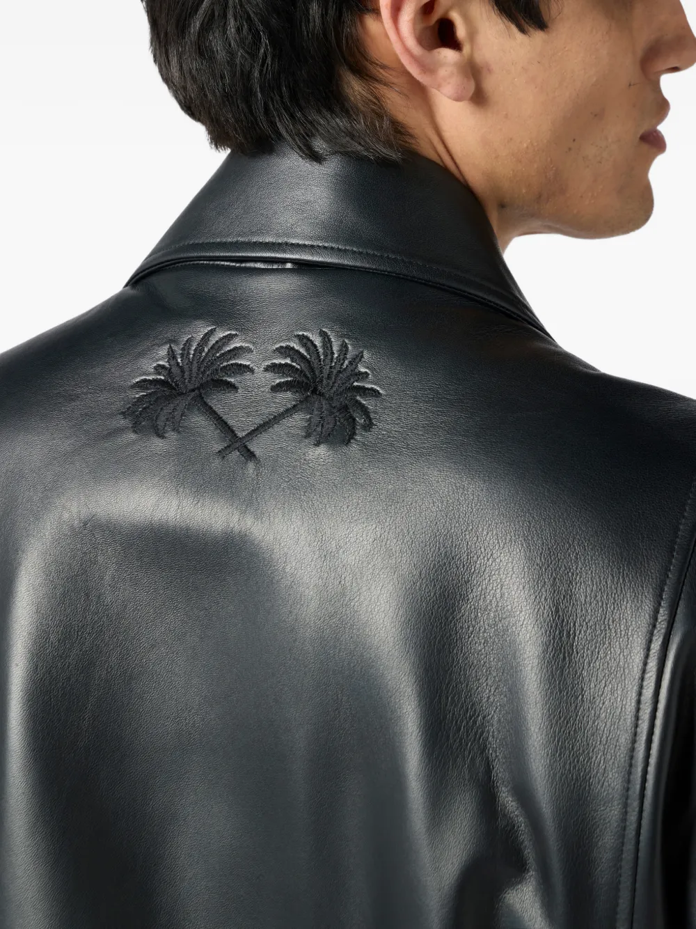 Philipp Plein Palms leren jack Zwart