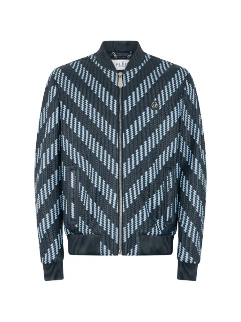 Philipp Plein interwoven leather bomber jacket
