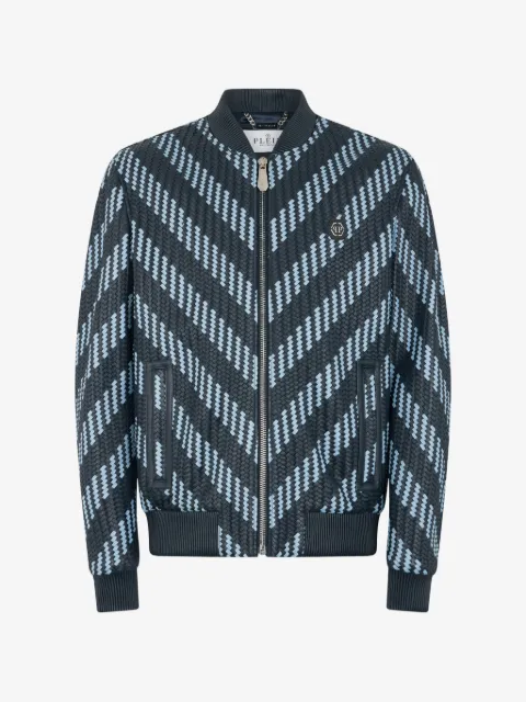Philipp Plein interwoven leather bomber jacket