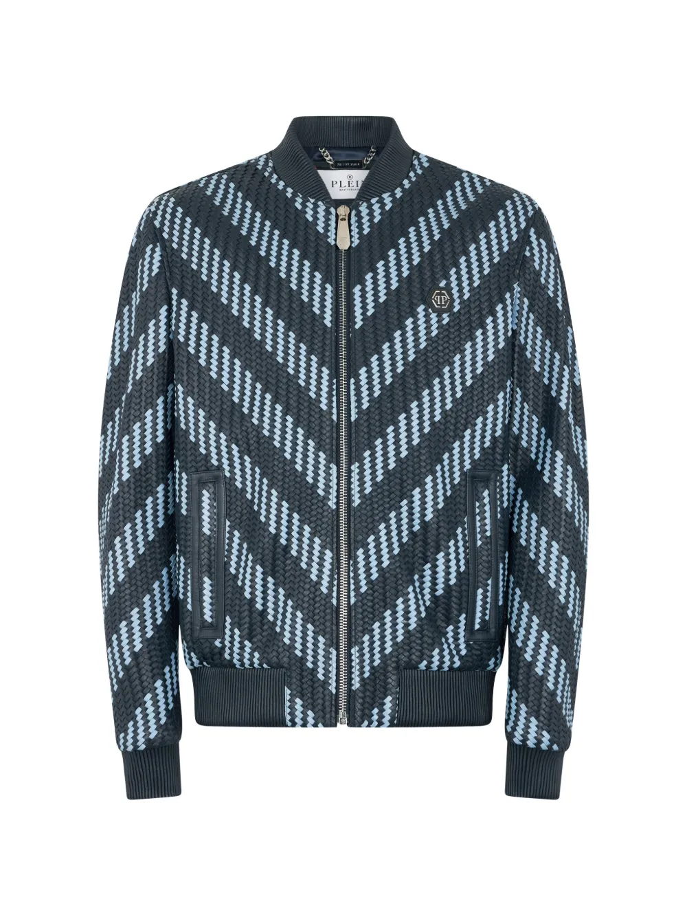 Philipp Plein Leren bomberjack Blauw