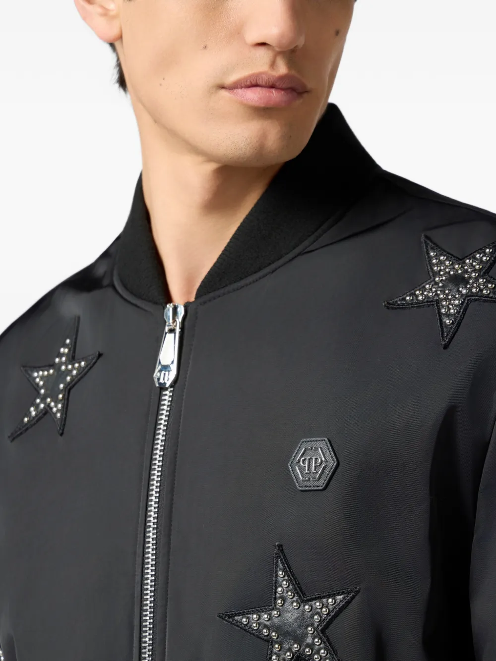 Philipp Plein Bomberjack met sterrenprint Zwart