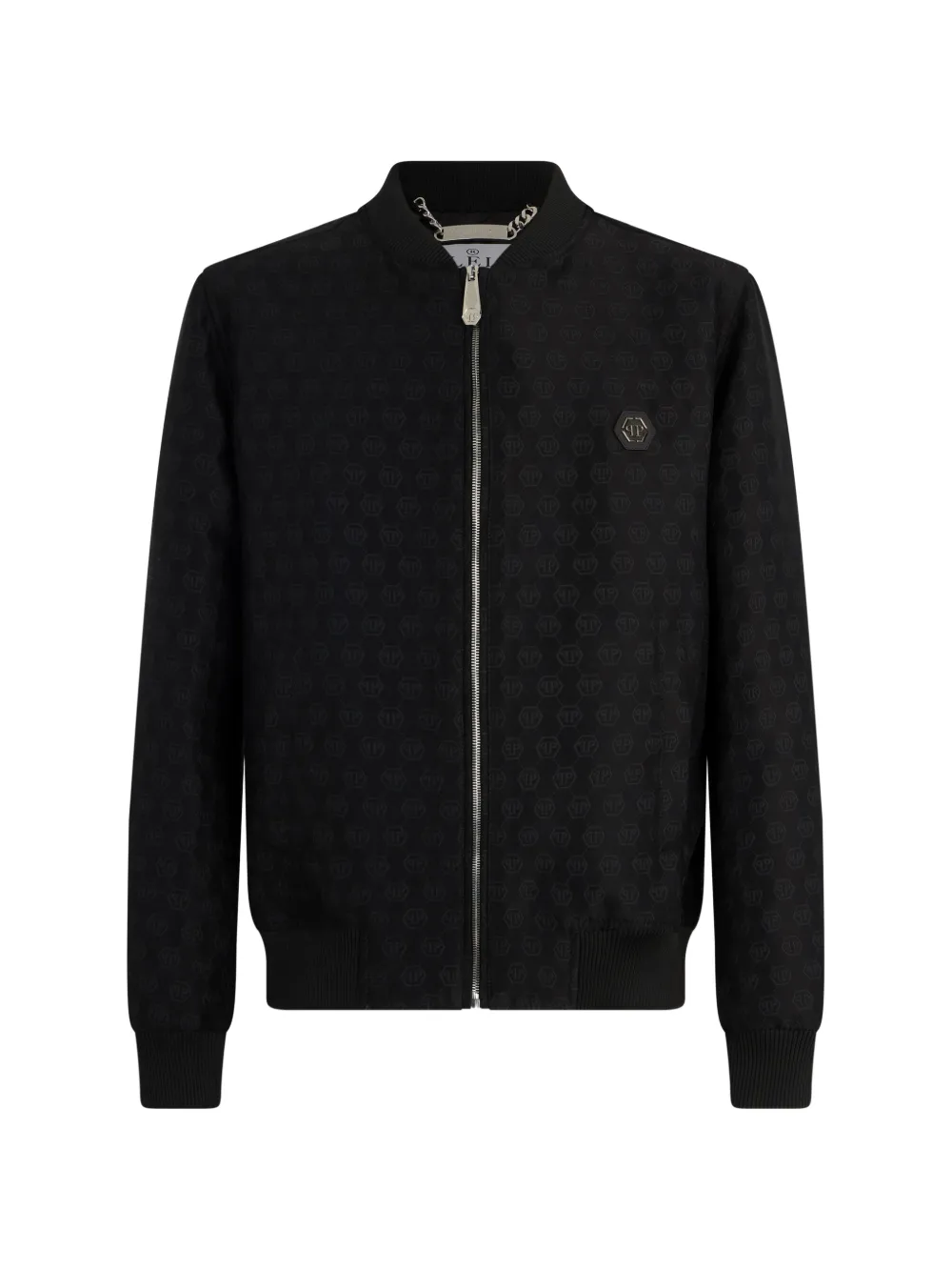Philipp Plein jacquard monogram bomber jacket - Black
