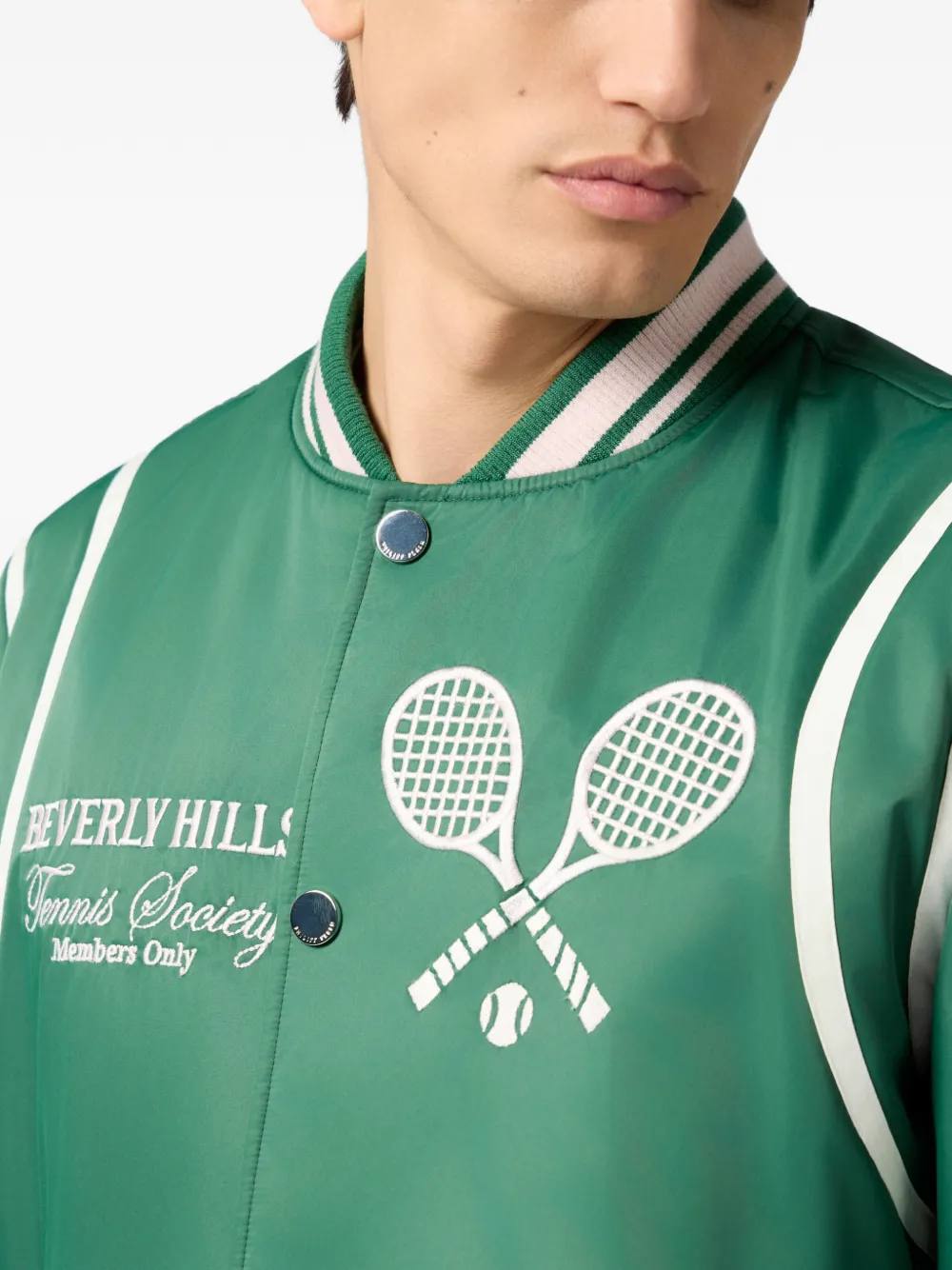 Philipp Plein Tennis Club bomberjack met lange mouwen Groen