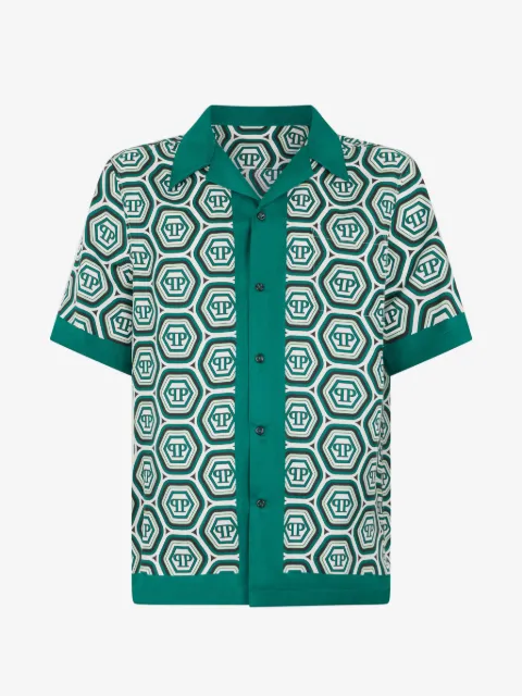 Philipp Plein Camicia in seta con monogramma anni '70