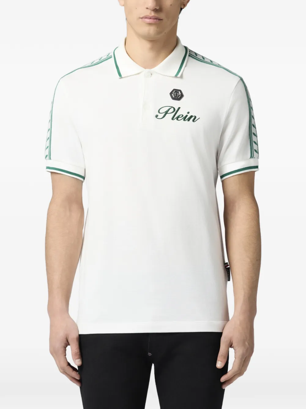 Philipp Plein Poloshirt met bloemen-jacquard Beige