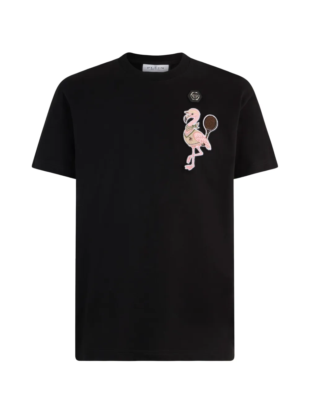 Philipp Plein flamingo-patch round-neck T-shirt - Nero