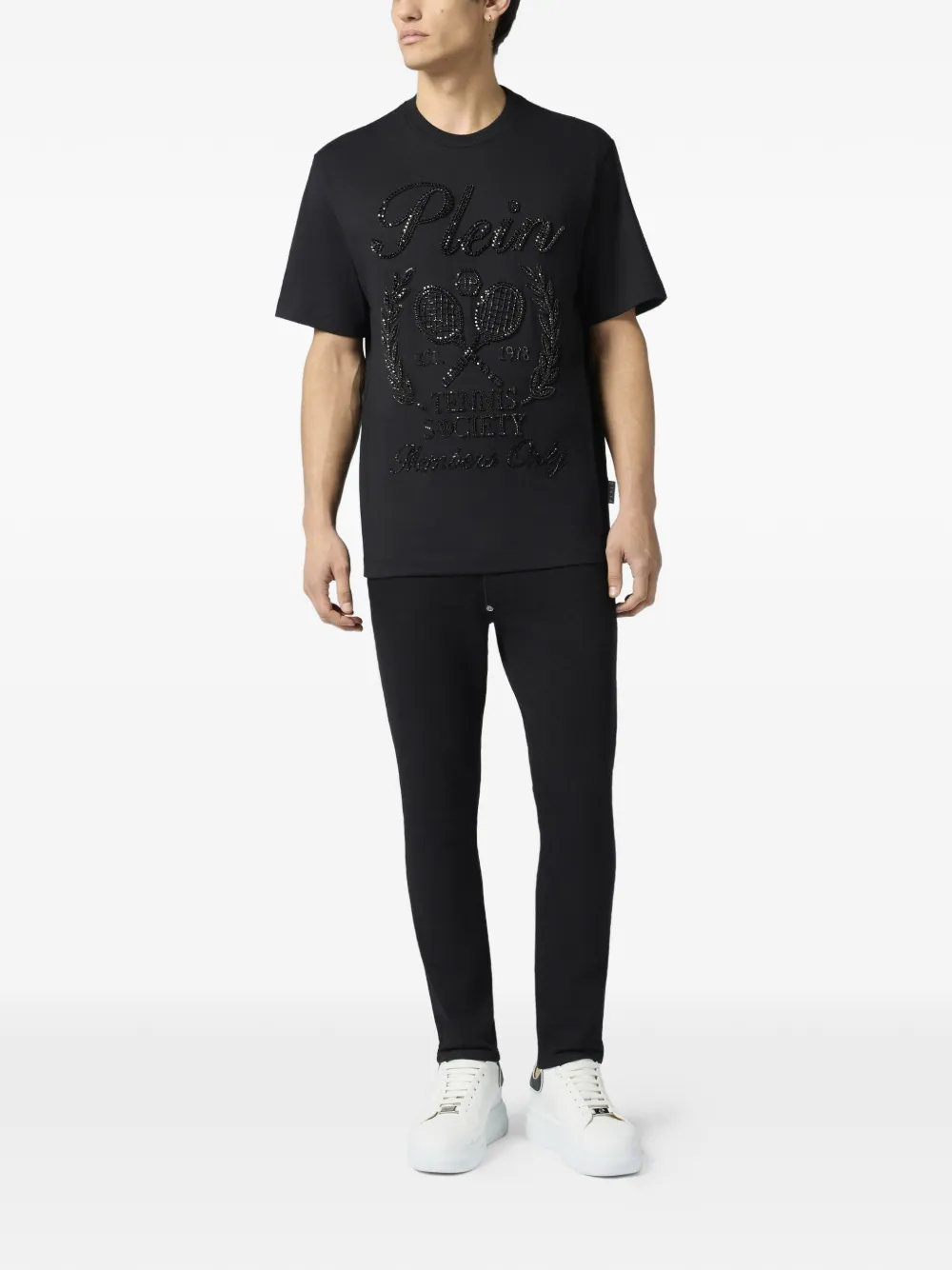 Philipp Plein T-shirt met ronde hals verfraaid met stras Zwart