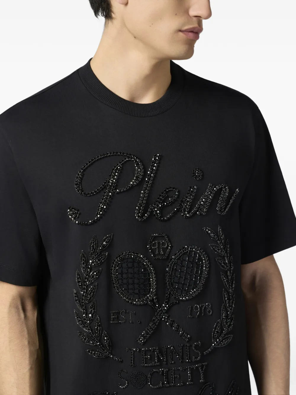 Philipp Plein T-shirt met ronde hals verfraaid met stras Zwart