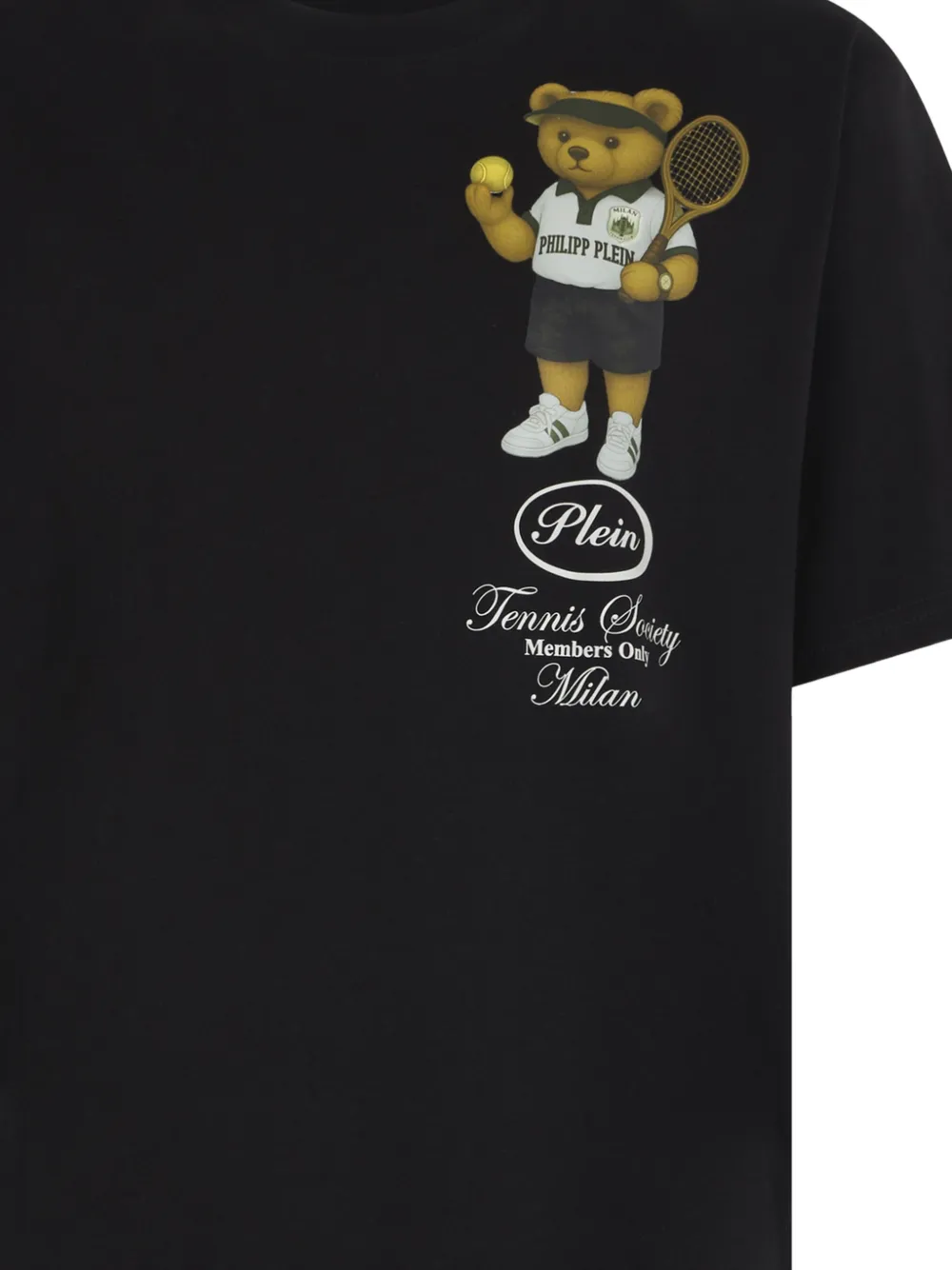 Philipp Plein Teddy Tennis Society T-shirt met ronde hals Zwart