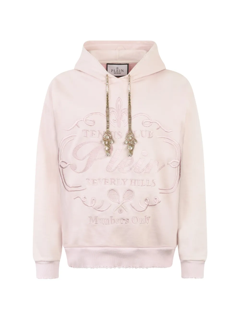 Philipp Plein Kristallverzierter Hoodie mit Logo-Stickerei - Rosa