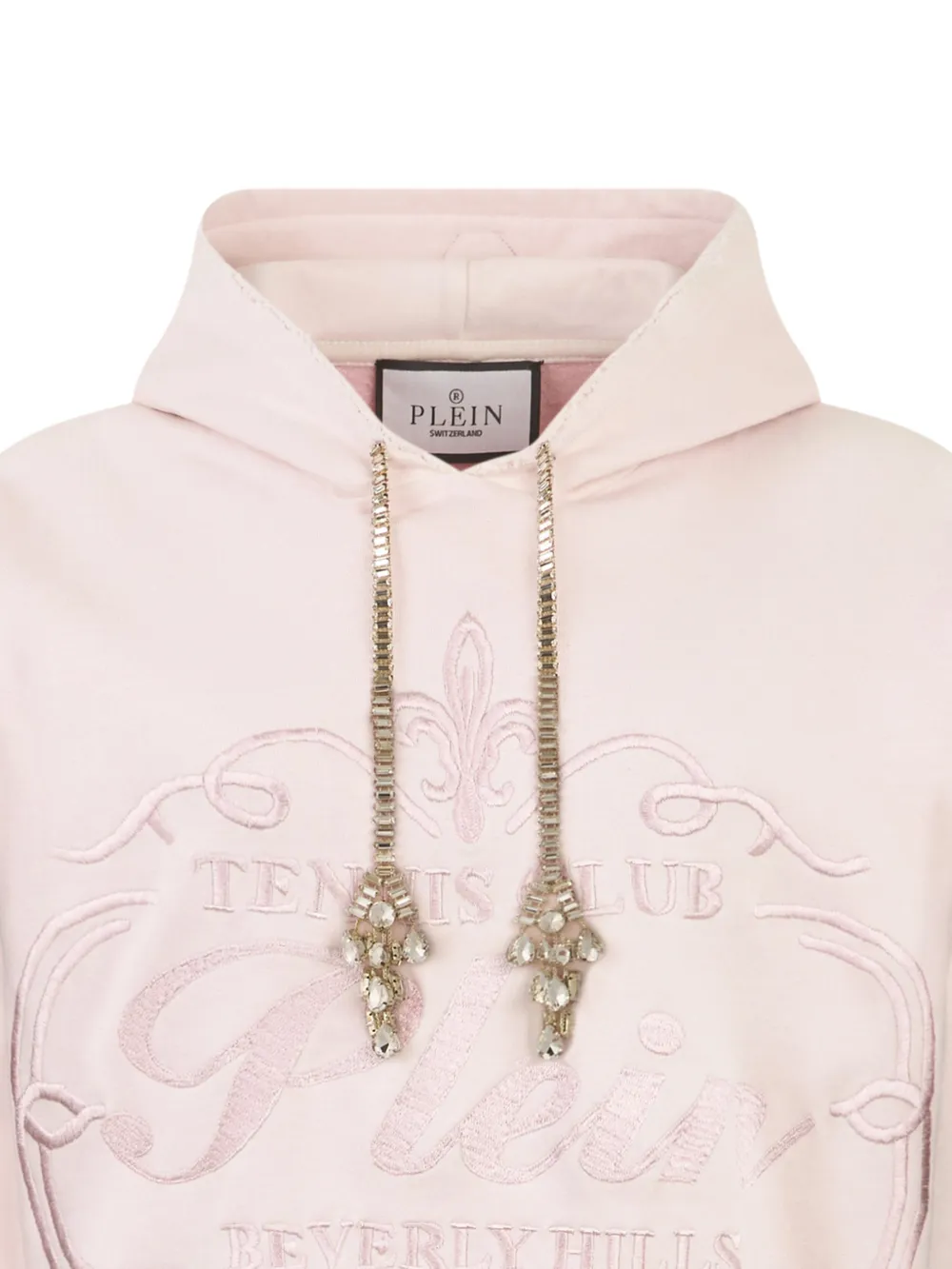 Philipp Plein Hoodie verfraaid met kristallen en geborduurd logo Roze