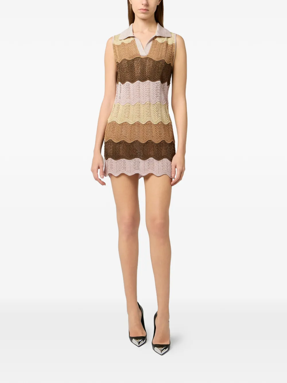 Philipp Plein Mini-jurk met polokraag Beige