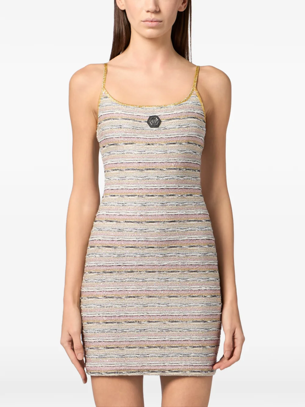 Philipp Plein Mini-jurk met vierkante hals Beige