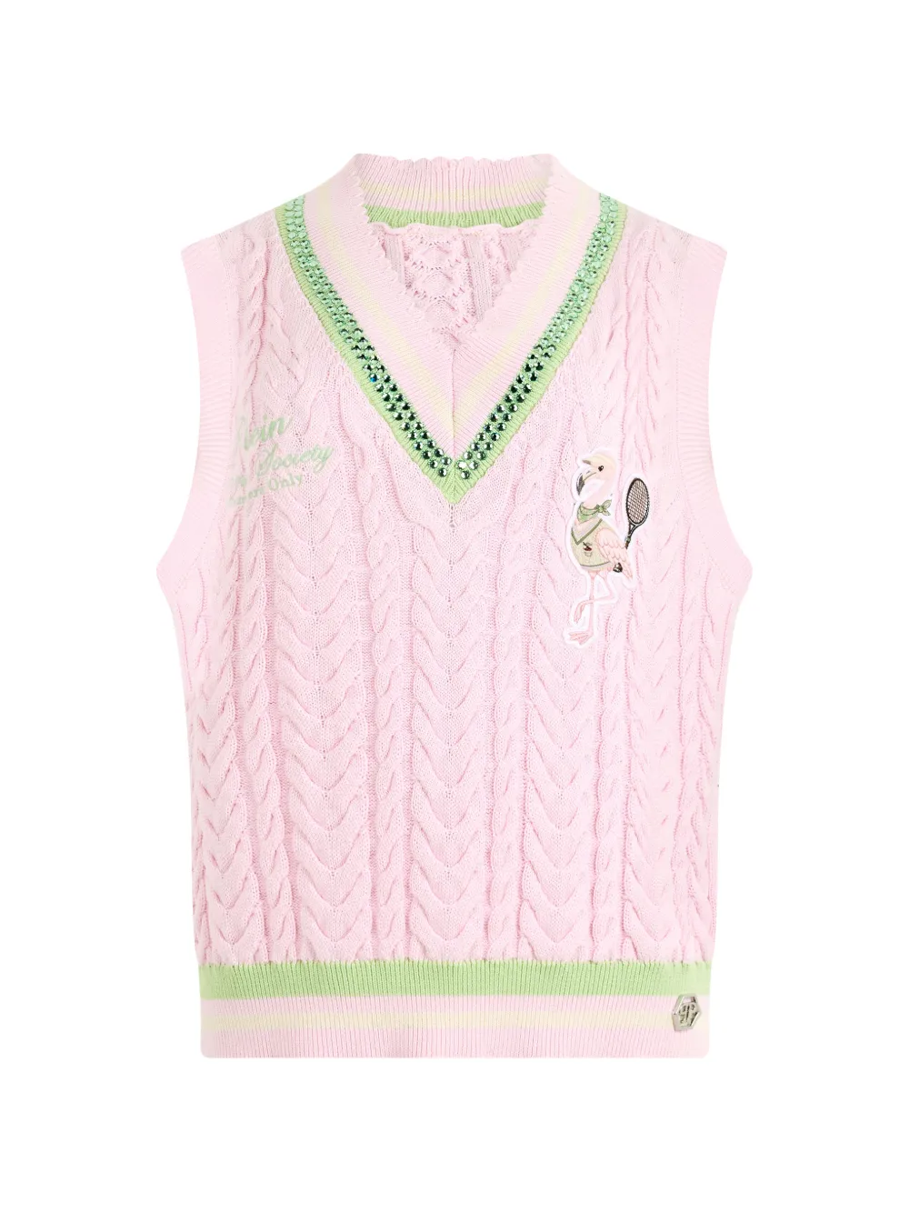 Philipp Plein V-neck cable-knit vest - Rosa