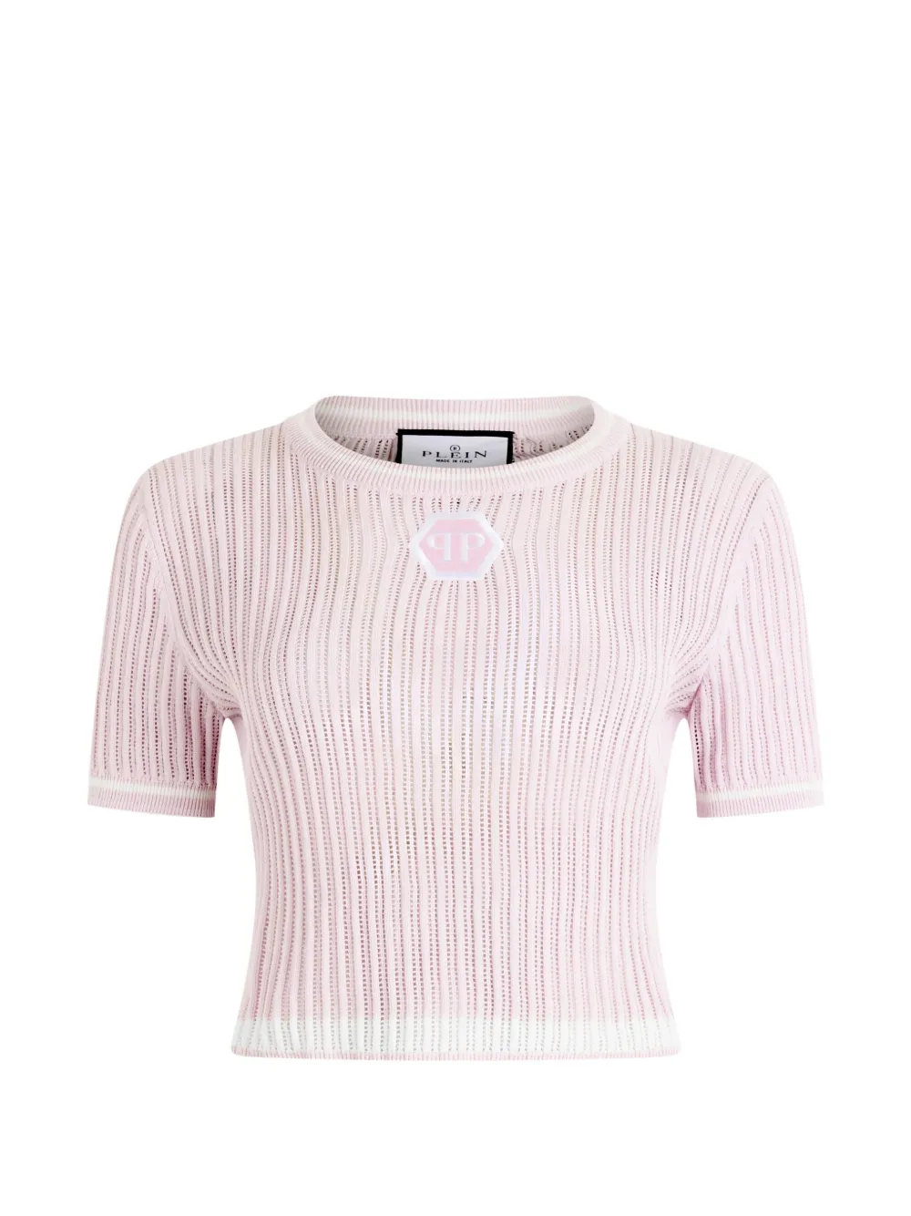 Philipp Plein knitted logo-patch T-shirt - Rosa