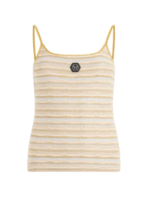 Philipp Plein striped logo patch tank top