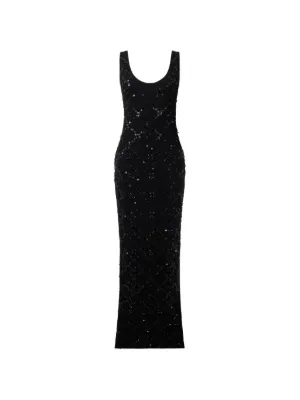 Giorgio Armani Sequined Fringed Maxi Dress | Blue | FARFETCH