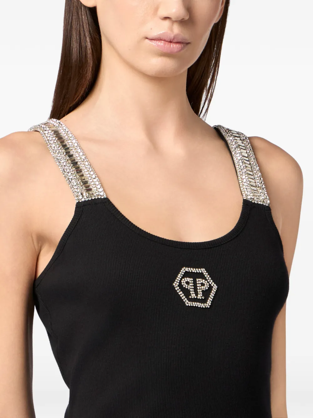Philipp Plein Jurk met stras en zeshoekig detail Zwart