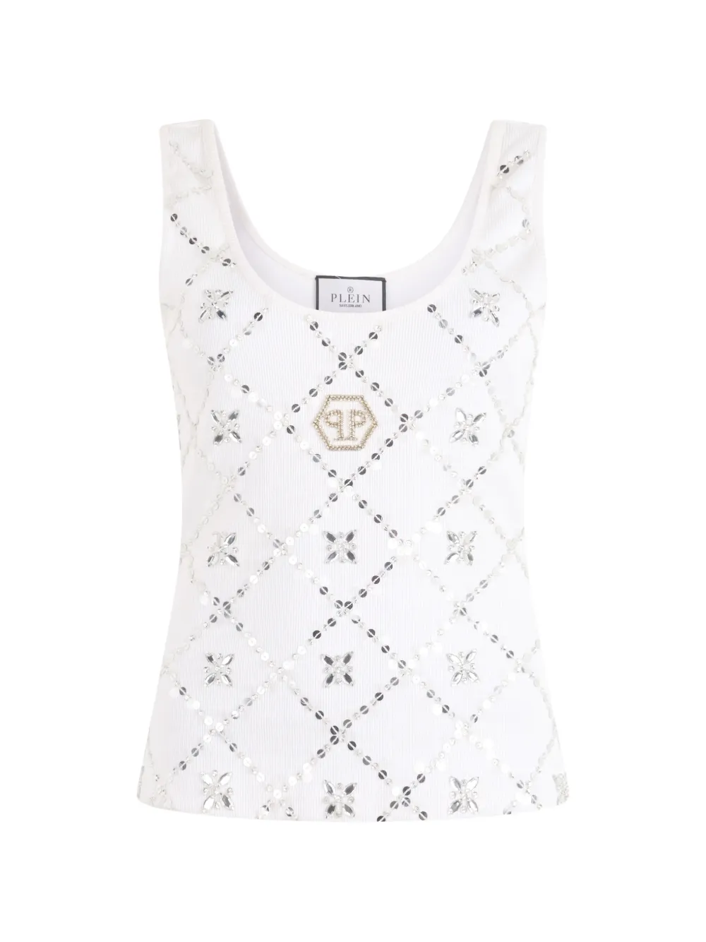 Philipp Plein Canotta con strass - Bianco