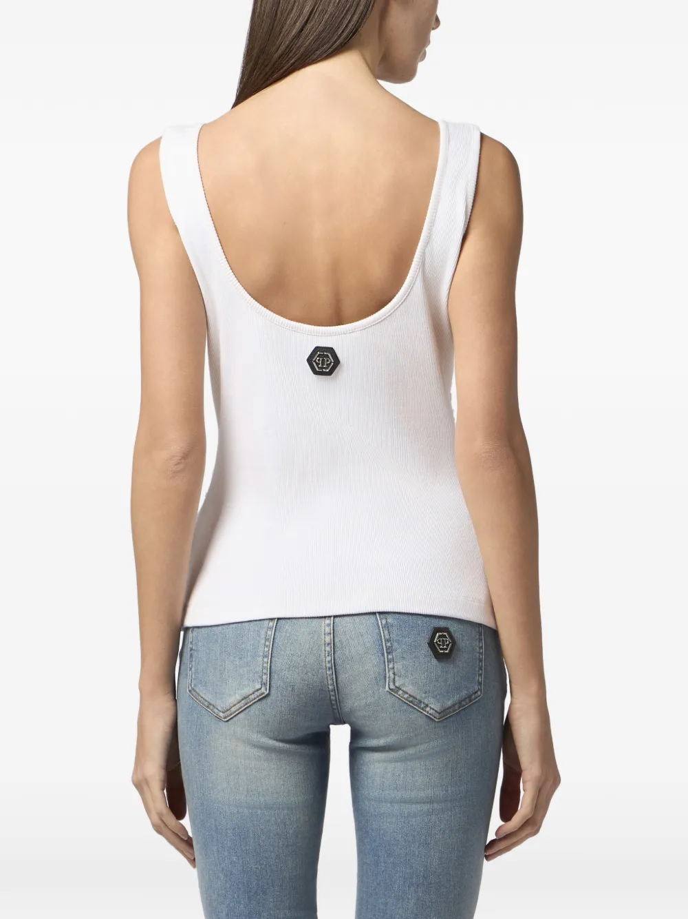 Philipp Plein Tanktop met pailletten en stras Wit