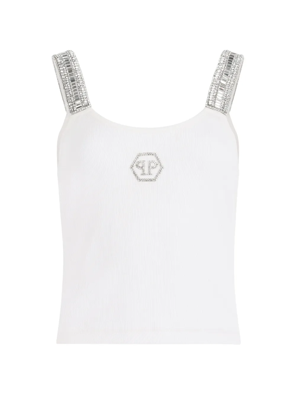 Philipp Plein Geribbelde tanktop met stras Wit