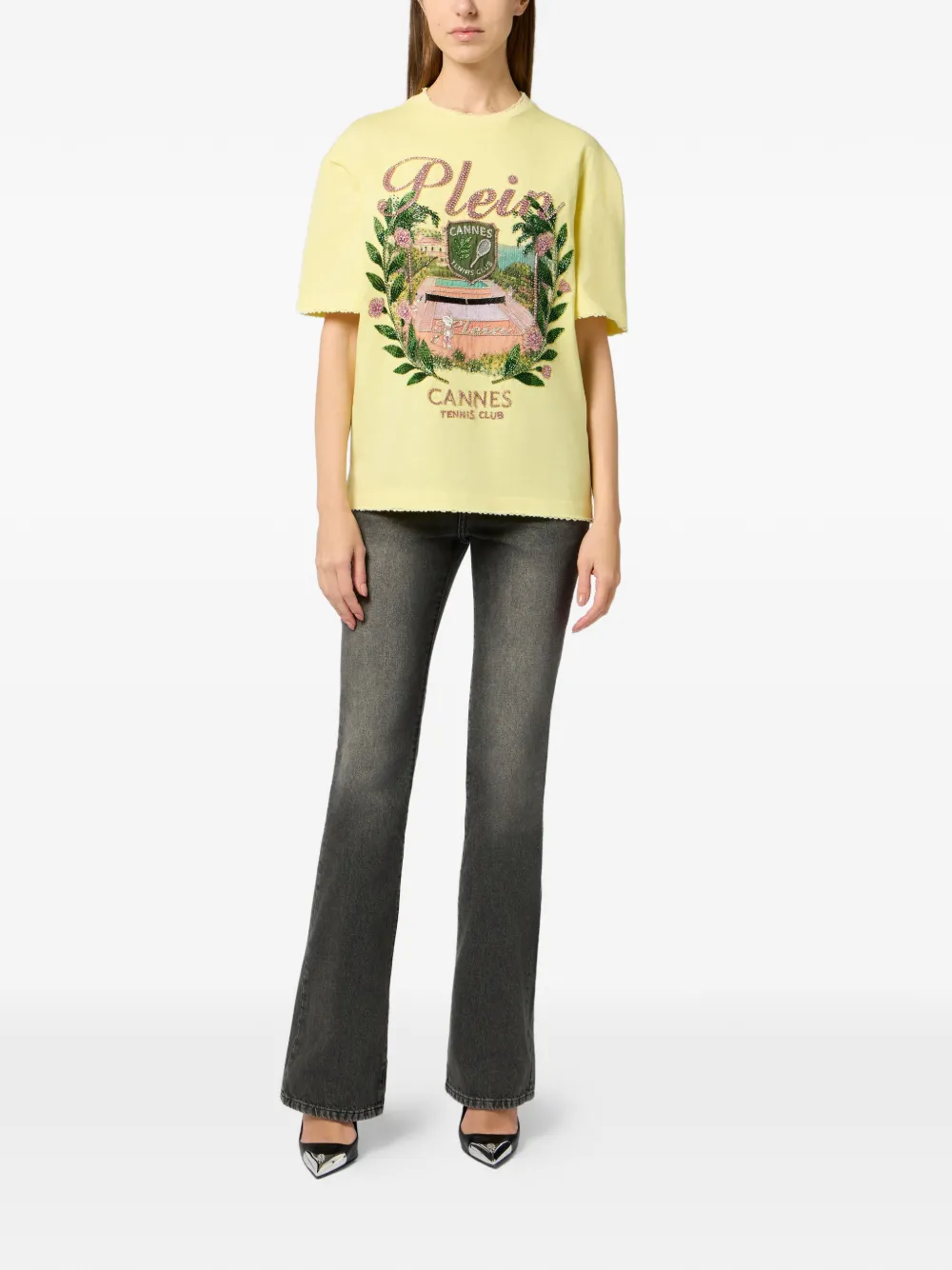 Philipp Plein Tennis Club T-shirt met grafische print Geel