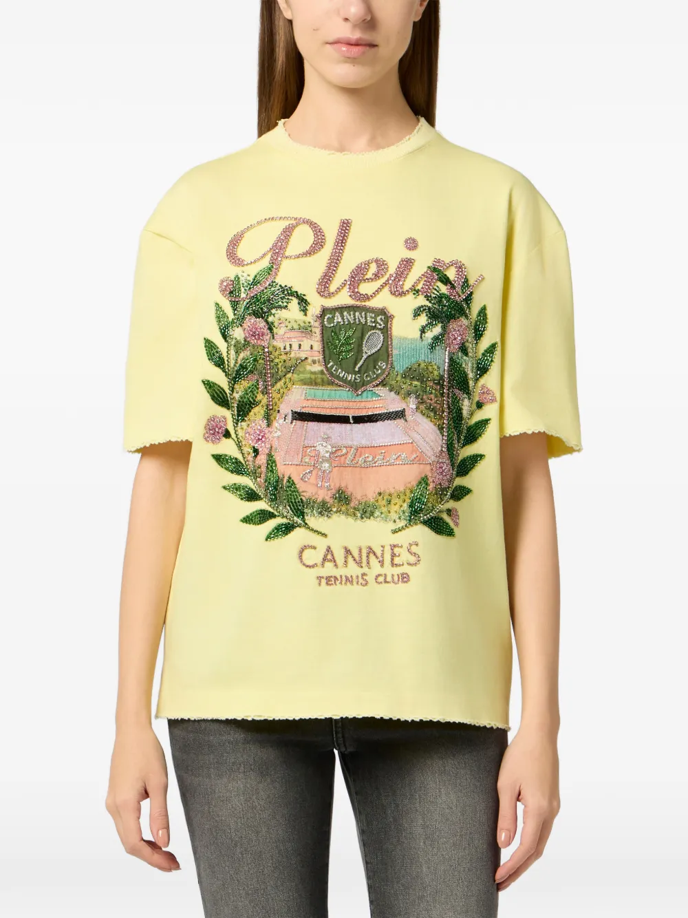 Philipp Plein Tennis Club T-shirt met grafische print Geel
