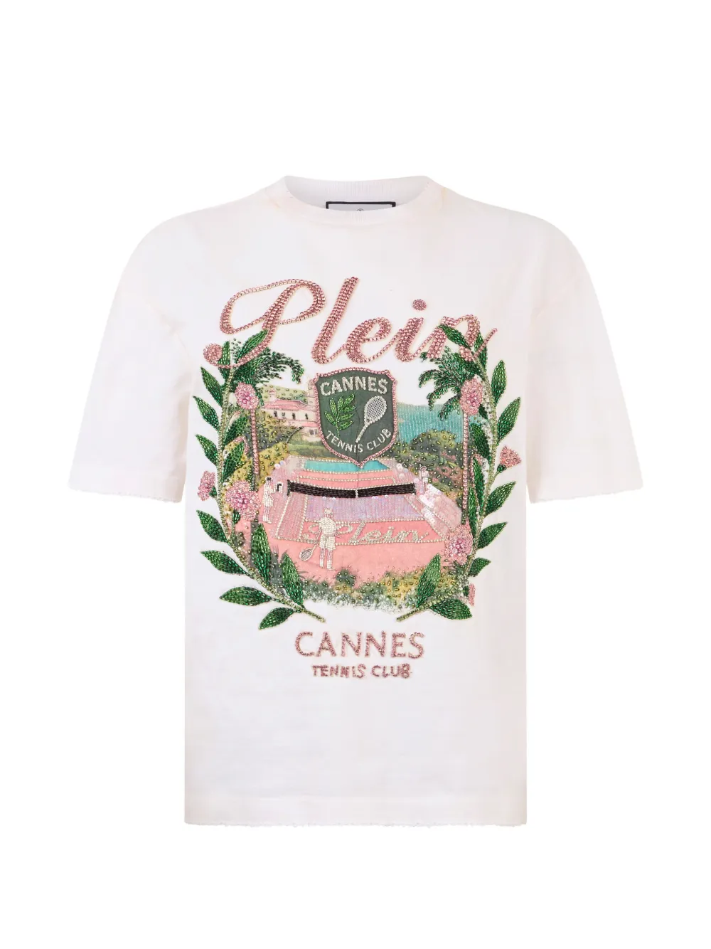 Philipp Plein T-Shirt im Destroyed-Look mit Strass - Weiß