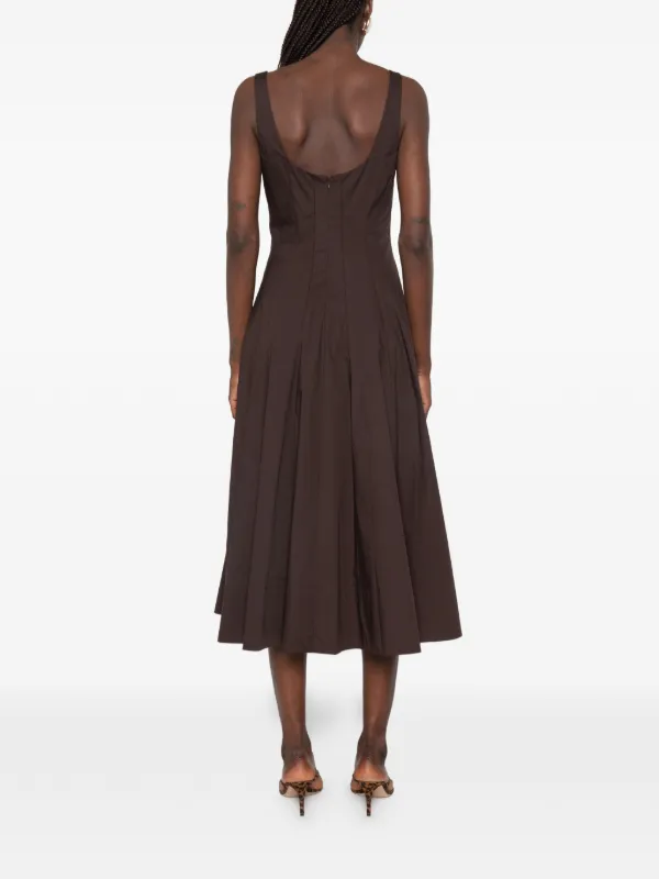 staud wells dress brown Staud Women's Wells midi Dress - Brown - Size 6