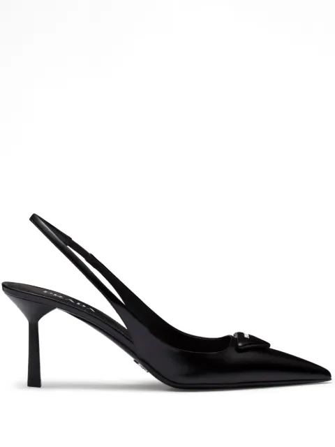 Prada brushed leather slingback pumps