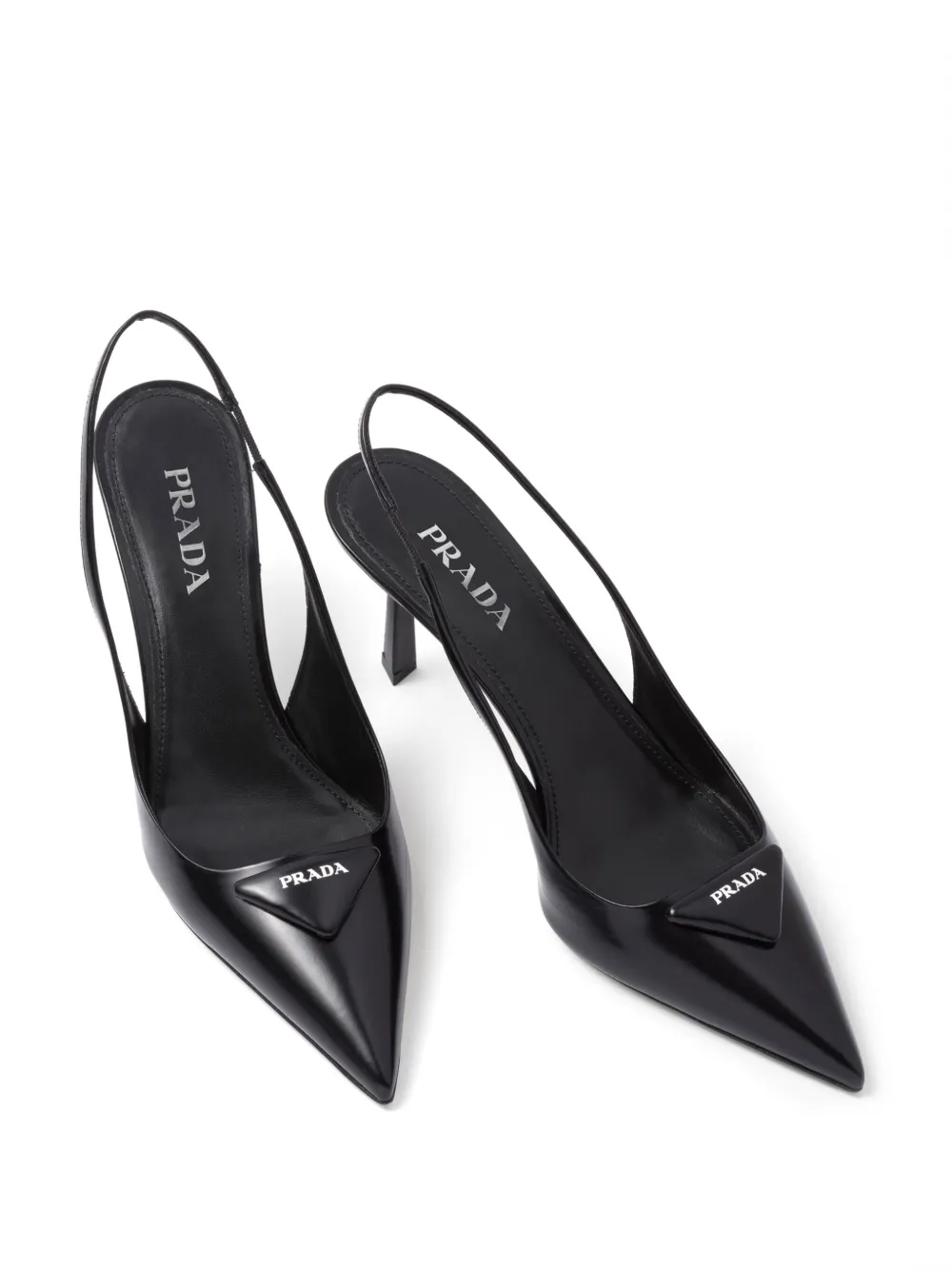 Prada Pumps met triangel logo Zwart