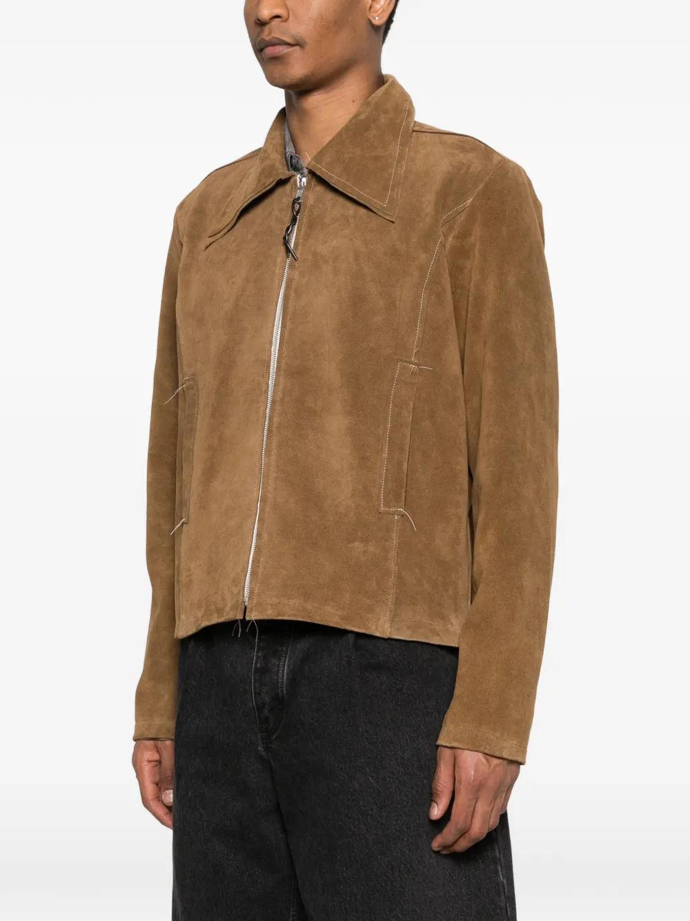 Camiel Fortgens Fitted Zip Pocket Jacket - Brown 