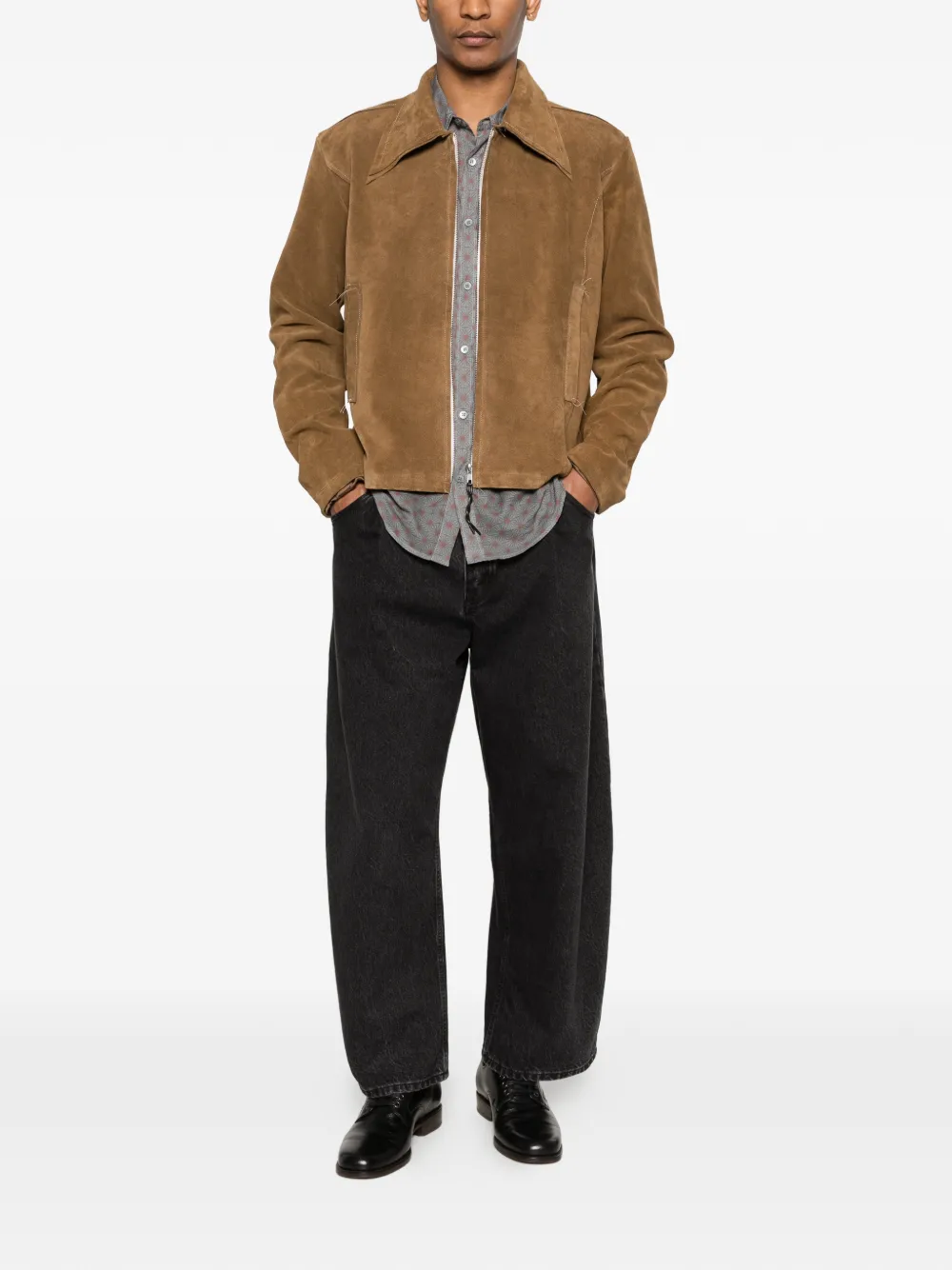 Camiel Fortgens Fitted Zip Pocket Jacket - Brown 