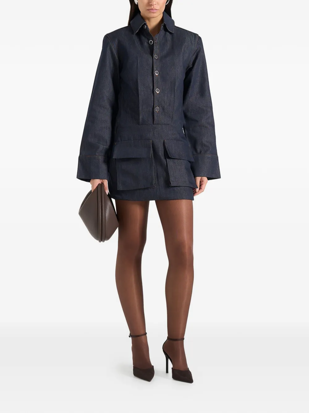 Manière De Voir Laure cargo mini-blousejurk Blauw