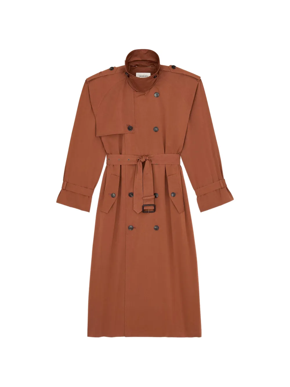  Saint Laurent Belted Double-breasted Coat - Brown 
