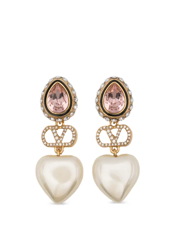 Valentino Garavani Vロゴ シグネチャー クリスタル ピアス | ゴールド