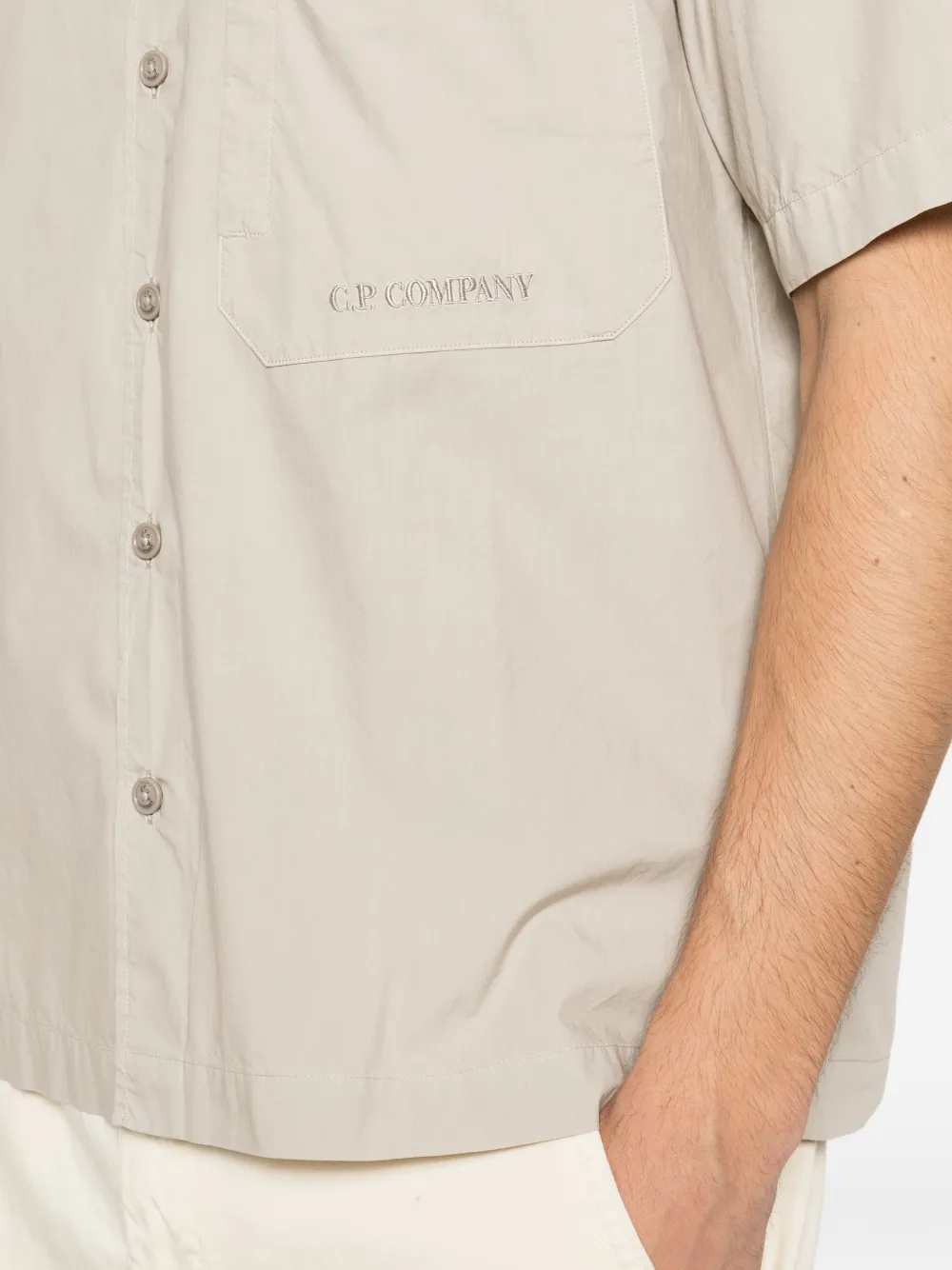C.P. Company Popeline overhemd met korte mouwen Beige