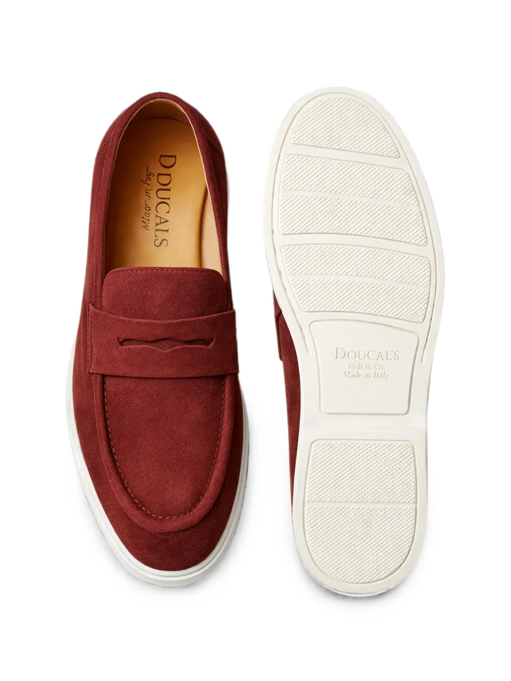 Doucal's suede penny-strap loafers Rood