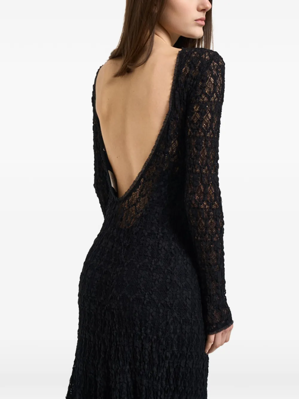 Forte Maxi-jurk met open rug Zwart