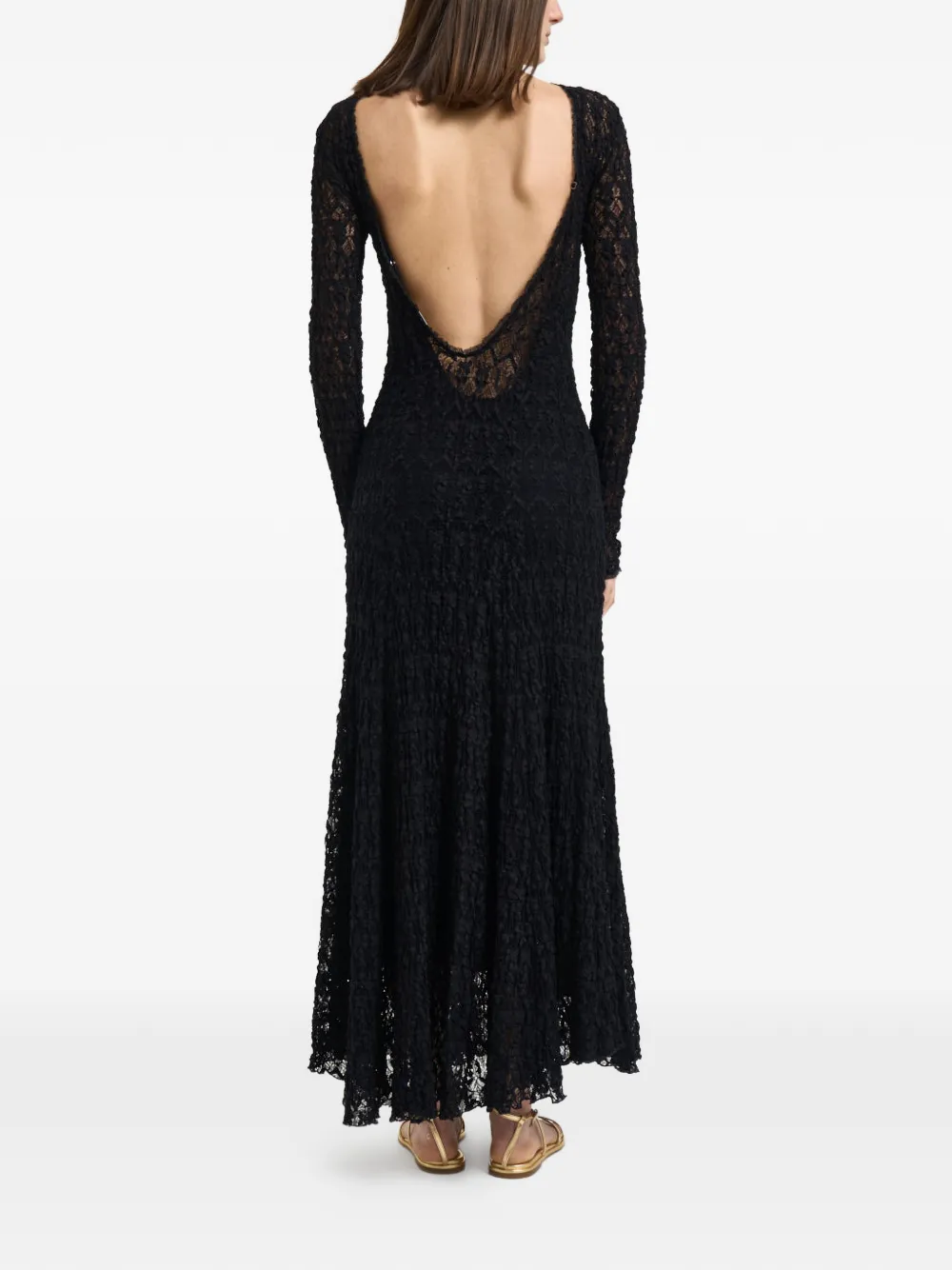 Forte Maxi-jurk met open rug Zwart