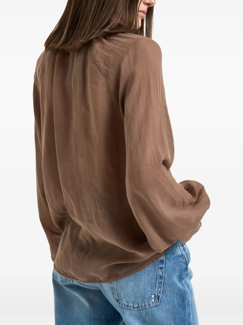 Beaded-Detail V-Neck Blouse