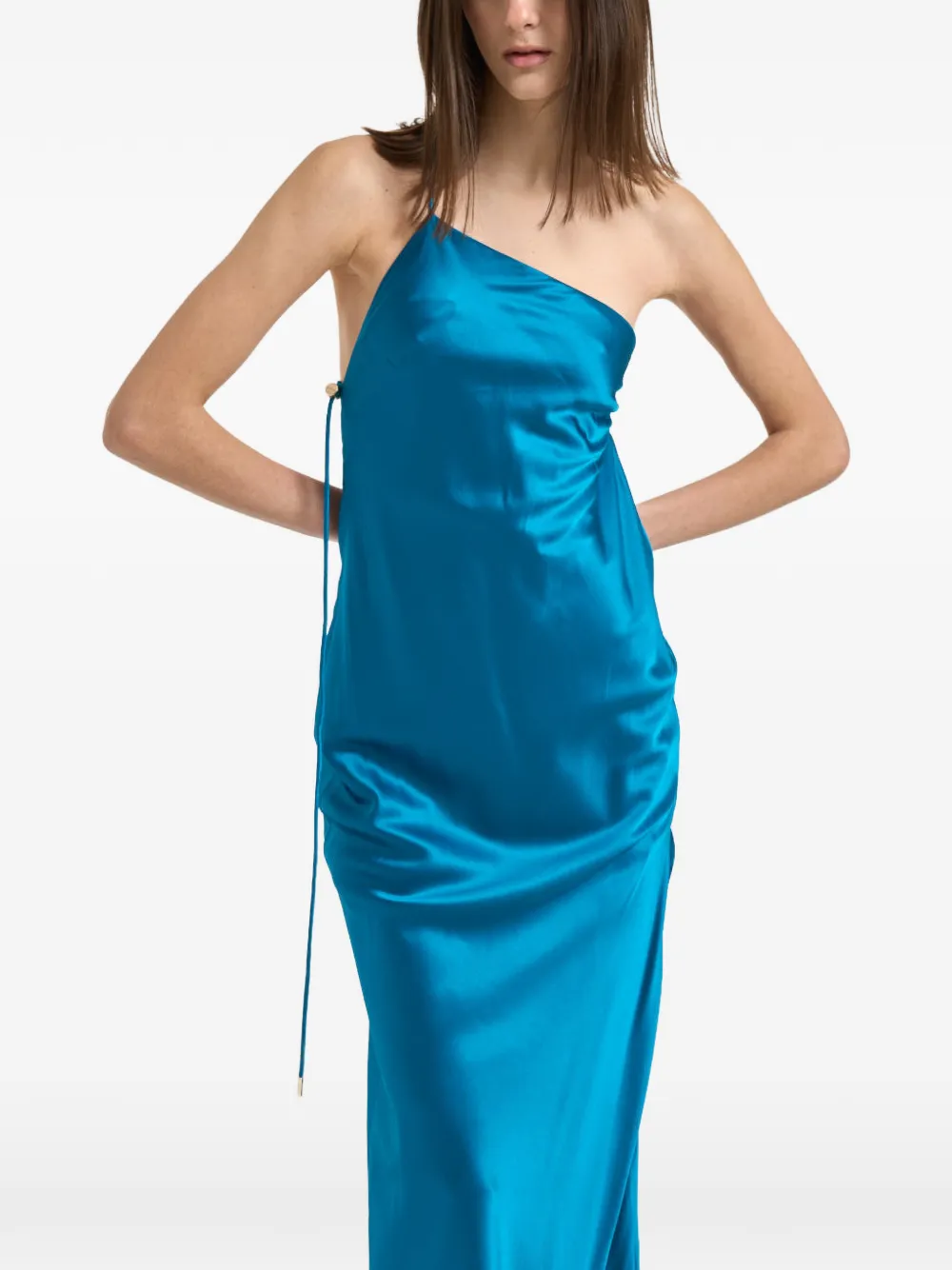 Danamé asymmetrical-neck maxi dress - Blu