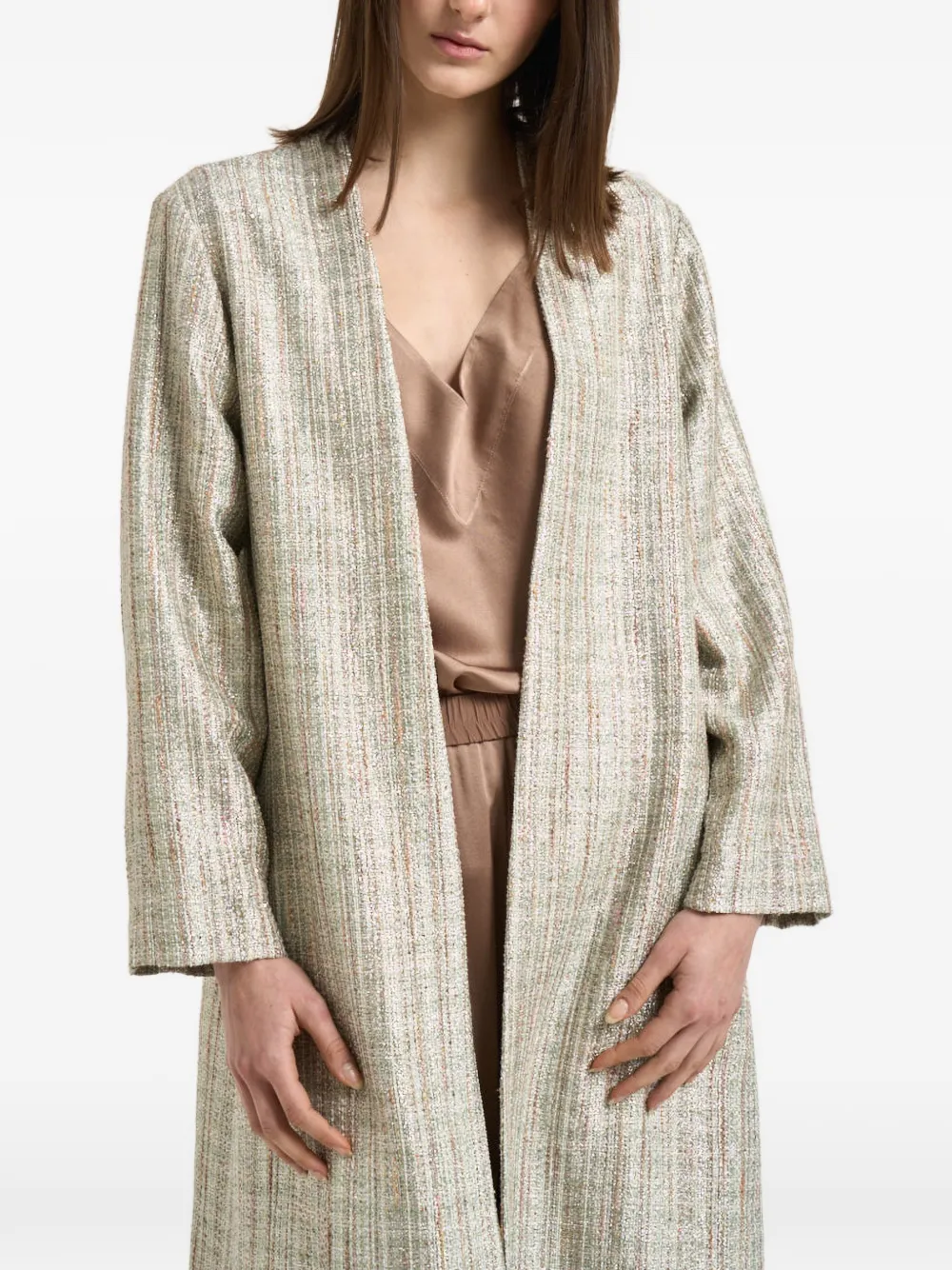 Forte Forte striped-pattern coat - Green